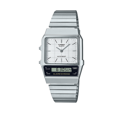Shop Casio Men's White Faced Silver-tone Stainless Steel Bracelet Watch, 30.6mm