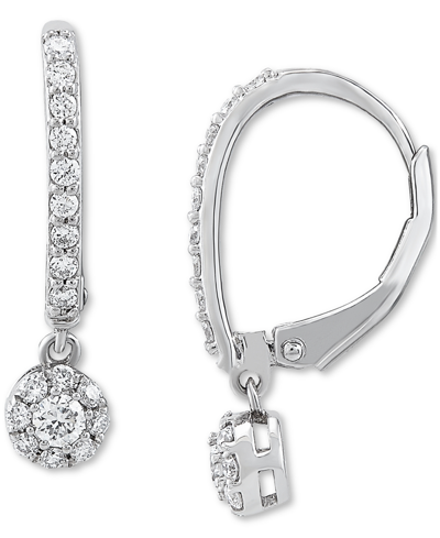 Forever Grown Diamonds Lab-created Diamond Cluster Dangle Hoop Earrings (1/2 Ct. T.w.) In Sterling Silver In Sterling Silver