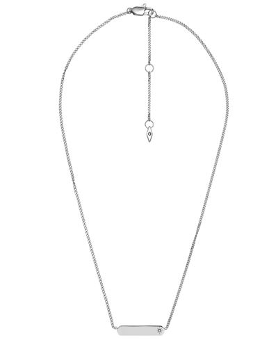 Shop Fossil Lane Stainless Steel Bar Chain Necklace In Silver-tone