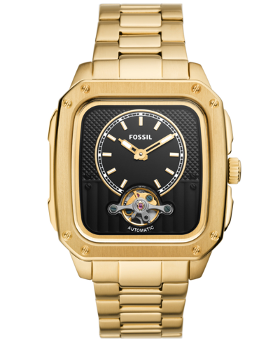 Shop Fossil Men's Inscription Automatic Gold-tone Stainless Steel Bracelet Watch, 42mm