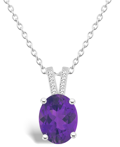 Macy's Women's Amethyst (2-1/2 Ct.t.w.) And Diamond Accent Pendant Necklace In Sterling Silver In Amethyst