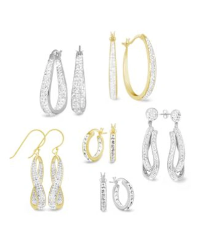 Shop Essentials Now This Crystal Hoop Earring Collection In Silver Plate Gold Plate Or Rose Gold Plate