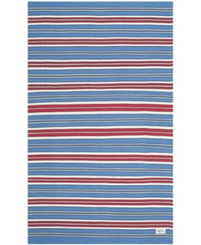 Ralph Lauren Leopold Stripe Lrl2462d Royal Blue Area Rug Collection In Royal Blue