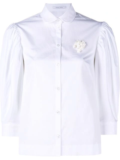 Simone Rocha Cotton Poplin Shirt With Floral Embellishment In White