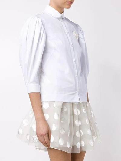 Shop Simone Rocha Cotton Poplin Shirt With Floral Embellishment