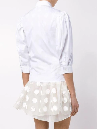 Shop Simone Rocha Cotton Poplin Shirt With Floral Embellishment