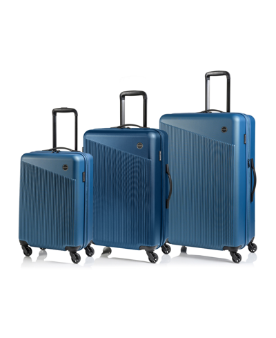 Shop Champs 3 Piece Astro Hardside Luggage Set In Blue