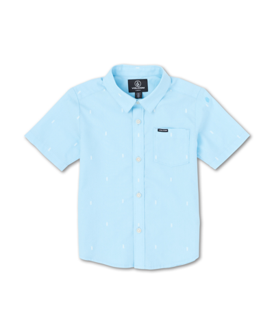 Shop Volcom Little Boys Short Sleeves Salford Woven Shirt In Washed Blue