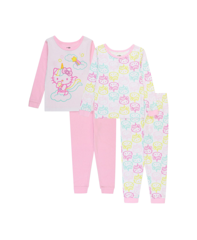 Shop Ame Toddler Girls Hello Kitty T-shirt And Pajama, 4 Piece Set In Multi