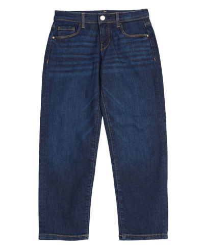 Shop Guess Big Girls Denim 5 Pocket Straight Jeans In Dark Wash