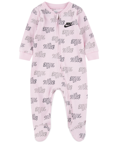 Nike Baby Girls Script Print Footed Coverall In Pink Foam | ModeSens