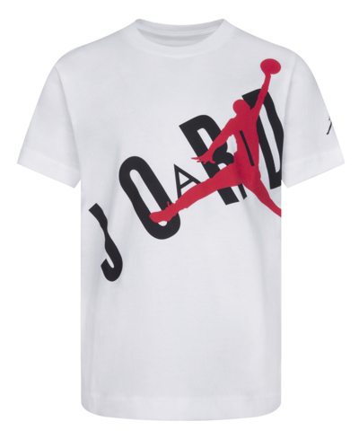 Shop Jordan Little Boys Throwback Short Sleeves T-shirt In White