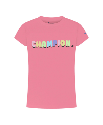 Shop Champion Toddler Girls Rainbow Bubble Letters Graphic T-shirt In Guava Pink