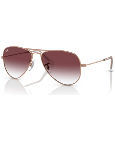 Shop Ray-ban Jr Kids Sunglasses, Gradient Aviator Rj9506 (ages 7-10) In Rose Gold-tone