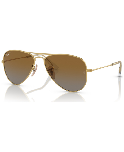 Shop Ray-ban Jr Kids Polarized Sunglasses, Rj9506 (ages 7-10) In Gold-tone