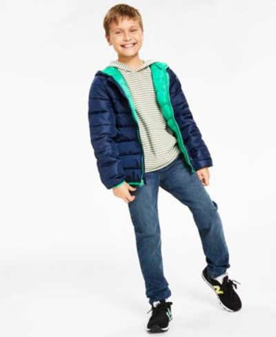 Shop Epic Threads Big Boys Hooded Long Sleeve Shirt Denim Jeans Packable Coat Separates Created For Macys In Elliott Wash