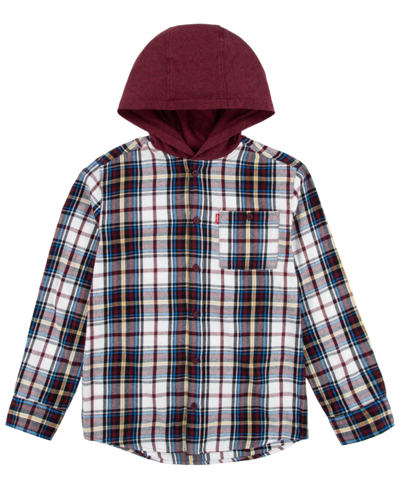 Levi's Toddler Boys Hooded Plaid Flannel Shirt In Port | ModeSens