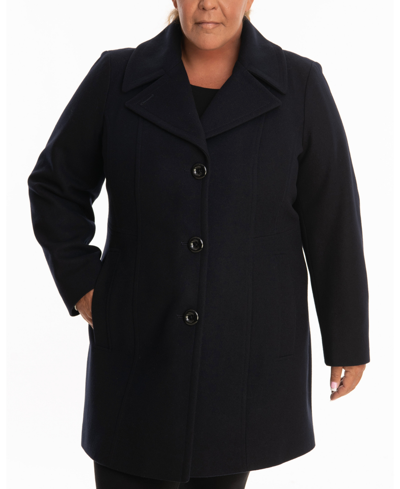 Shop Anne Klein Plus Size Single-breasted Peacoat, Created For Macy's In Navy