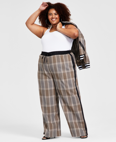 Shop Nina Parker Trendy Plus Size Plaid Wide-leg Pants In Multi Scale Plaid