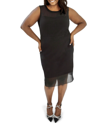Shop Maree Pour Toi Plus Size Sheer Block Midi Dress In Black