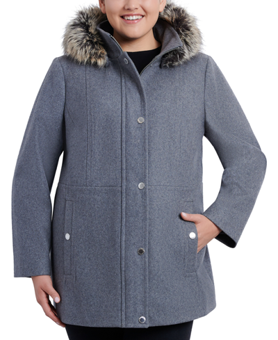 London fog faux fur shop hooded wool car coat