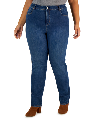 Shop Style & Co Plus Size High-rise Straight Jeans, Created For Macy's In Astor