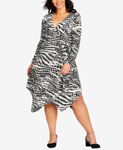 Shop Avenue Plus Size Sofia Wrap Dress In Abstract Animal
