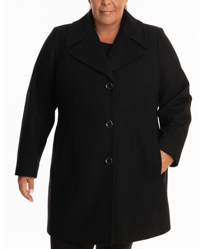 Shop Anne Klein Plus Size Single-breasted Peacoat, Created For Macy's In Black