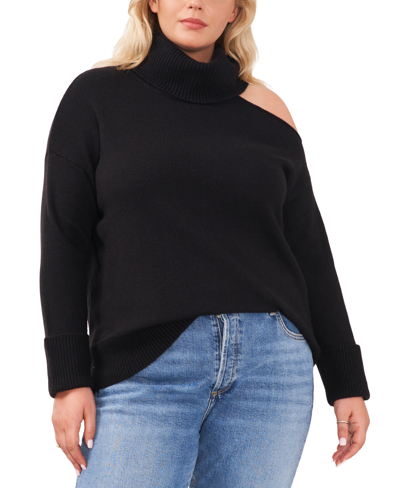 Shop 1.state Plus Size Cut-out Turtleneck Sweater In Rich Black