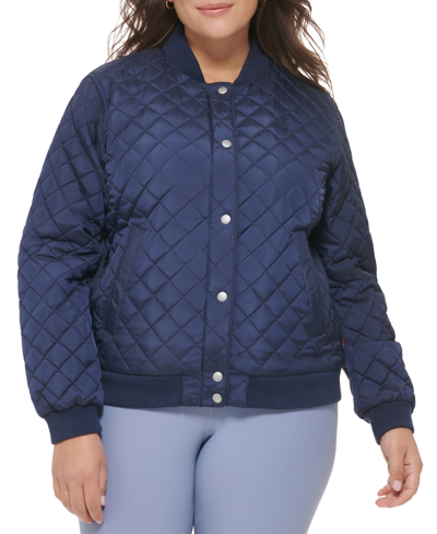 Shop Levi's Plus Size Quilted Bomber Jacket In Navy