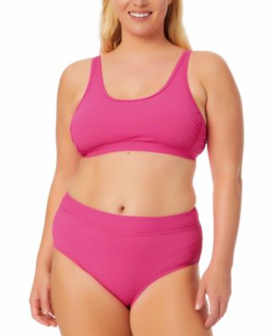 California Waves Plus Trendy Plus Size Ribbed Tie Back Bikini Toplette Bottoms Created For Macys Women's Swimsuit In Sweet Turquoise