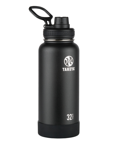 Shop Takeya Actives 32oz Insulated Stainless Steel Water Bottle With Insulated Spout Lid In Onyx