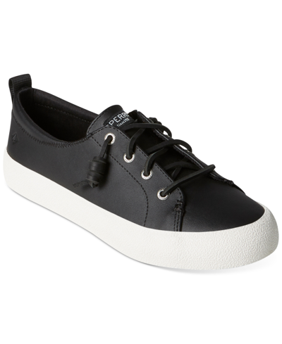 Sperry Crest Vibe Ap Womens Leather Lifestyle Casual And Fashion Sneakers In Black
