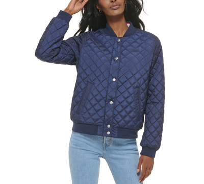 Shop Levi's Diamond Quilted Bomber Jacket In Navy