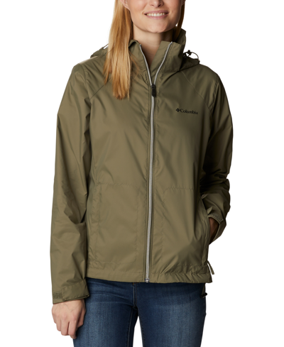 Shop Columbia Women's Switchback Waterproof Packable Rain Jacket, Xs-3x In Stone Green