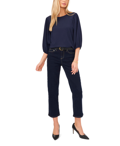 Shop Vince Camuto Women's Puff Sleeve Knit Top In Arresting Navy