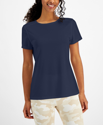Shop Id Ideology Women's Mesh T-shirt, Created For Macy's In Indigo Sea
