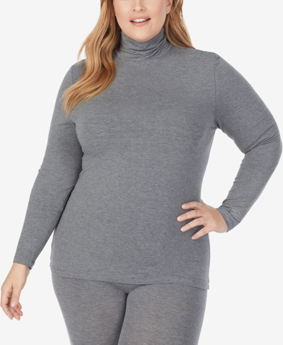 Shop Cuddl Duds Plus Size Softwear With Stretch Turtleneck In Charcoal