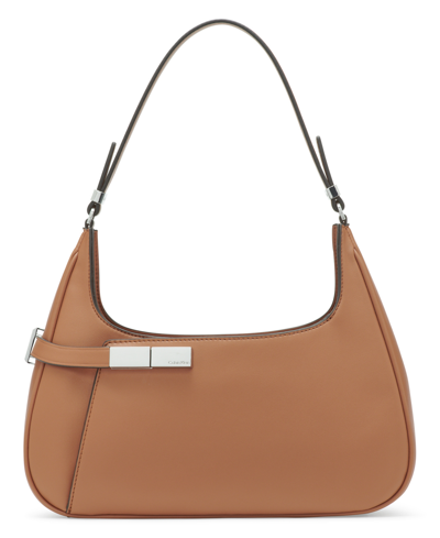 Shop Calvin Klein Women's Jade Top Zipper Shoulder Bag In Caramel