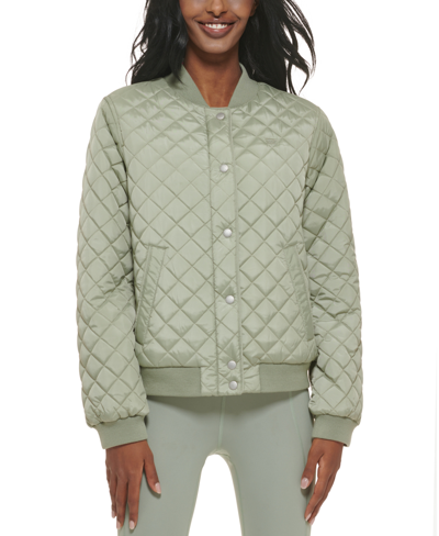 Shop Levi's Diamond Quilted Bomber Jacket In Seafoam