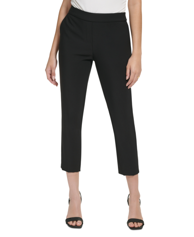 Shop Calvin Klein Women's X-fit Cropped Slim Leg Pants In Black