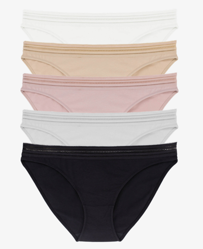 Shop Dorina Women's Giana Hipster Panty Set, 5 Piece In Ivory/beige/pink/gray/black