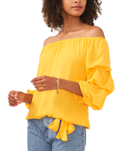 Shop Vince Camuto Women's Off-the-shoulder Tiered-sleeve Blouse In Honey Pot