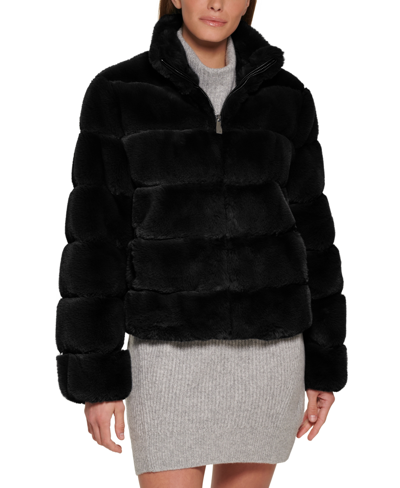 Shop Calvin Klein Women's Faux-fur Coat In Black