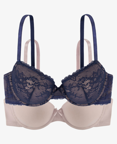 Shop Dorina Women's Chloe Light Padded 2 Piece Bra Set In Navy Blue/beige