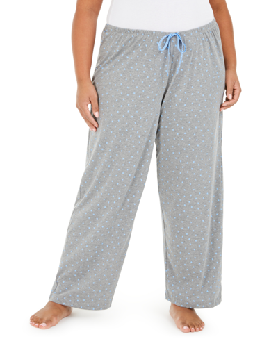 Shop Hue Womens Plus Size Sleepwell Printed Knit Pajama Pant Made With Temperature Regulating Technology In Bella Blue