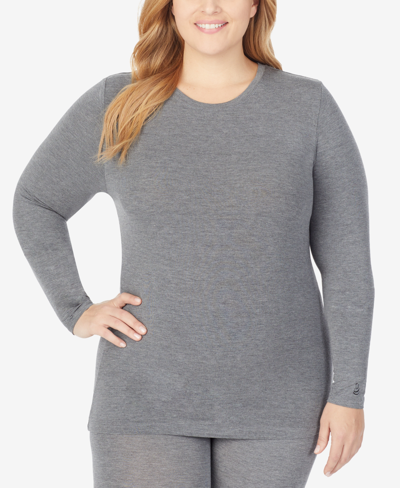 Shop Cuddl Duds Plus Size Softwear With Stretch Long Sleeve Top In Charcoal
