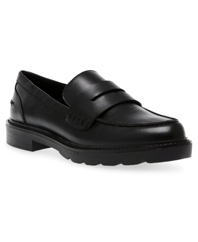 Shop Anne Klein Elia Lug Sole Loafers In Black Pu