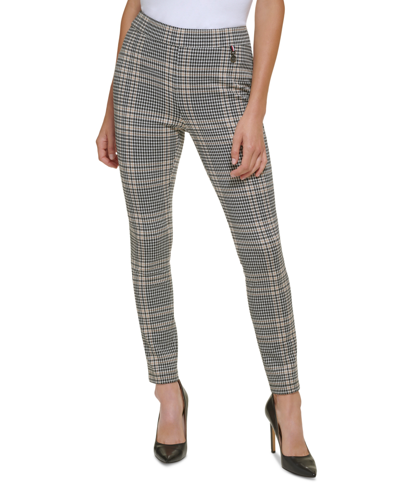 Shop Tommy Hilfiger Women's Plaid Stretch Pull-on Pants In Black Multi