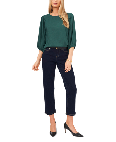 Shop Vince Camuto Women's Puff 3/4-sleeve Knit Top In Arresting Emerald